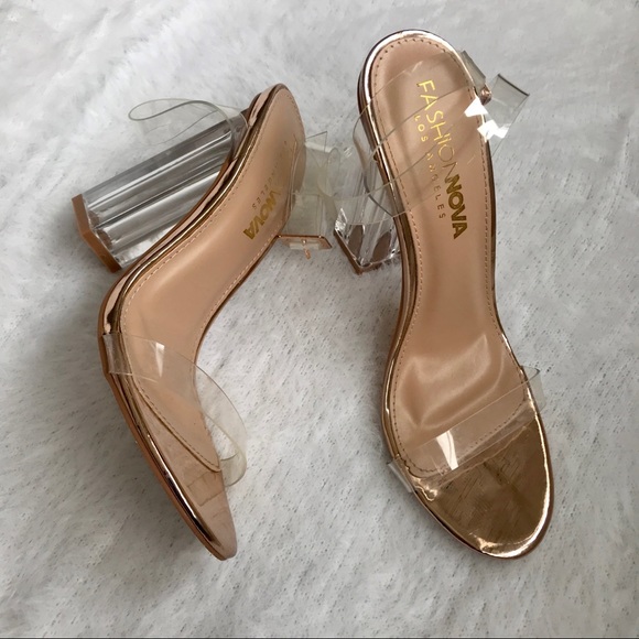 Fashion Nova “The Glass Slipper” Block Heels - Picture 1 of 3